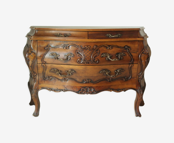 Commode tombeau en noyer style Louis XV, XXème