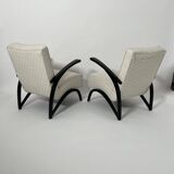 Set of Czechian Art Deco Black Laquered Lounge Chairs attributed to J. Halabala for Up Závody, 1930s