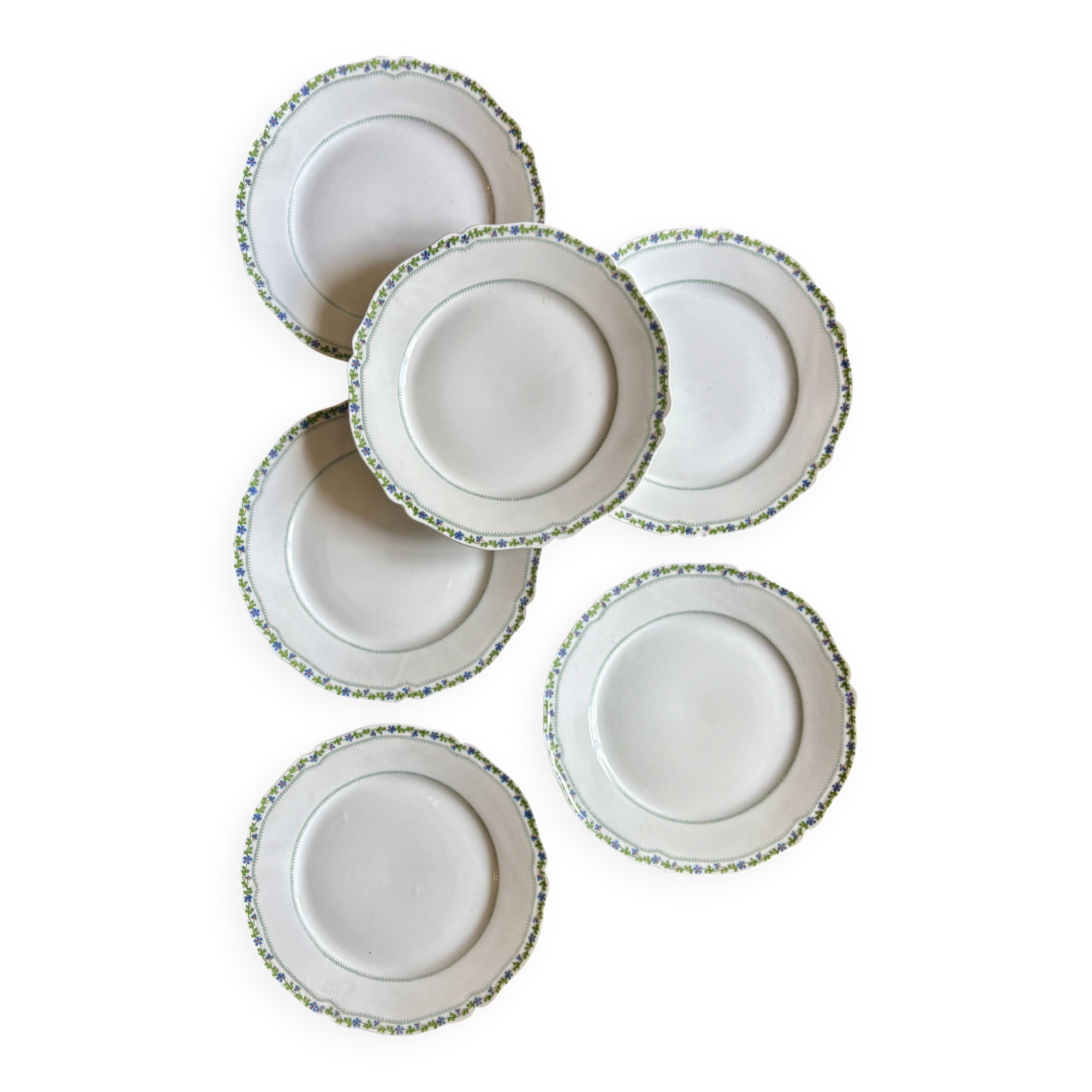 Set of 6 vintage dessert plates in Limoges porcelain.