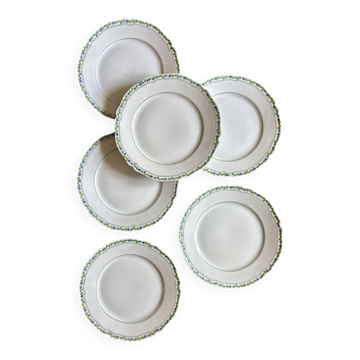 Set of 6 vintage dessert plates in Limoges porcelain.