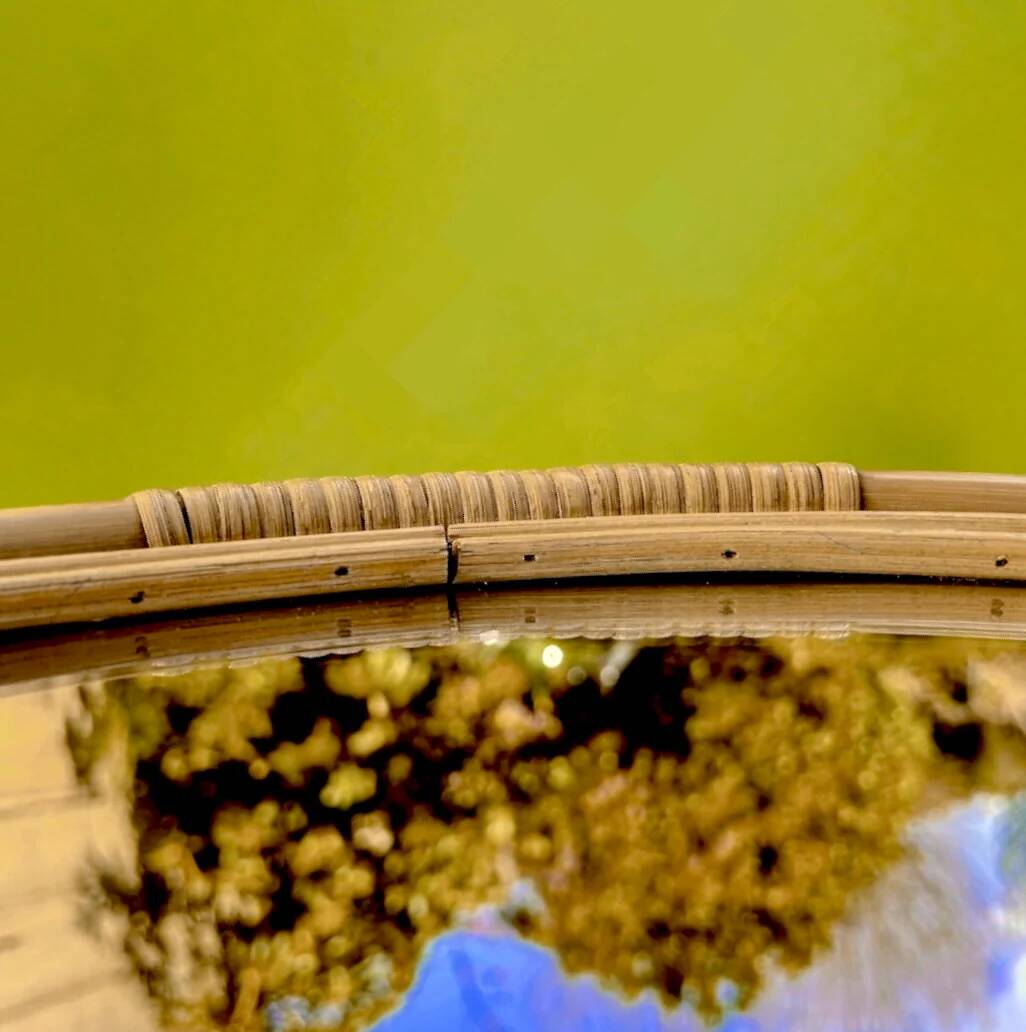 Vintage round bamboo rattan mirror 70s bohemian wall-mounted