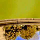 Vintage round bamboo rattan mirror 70s bohemian wall-mounted