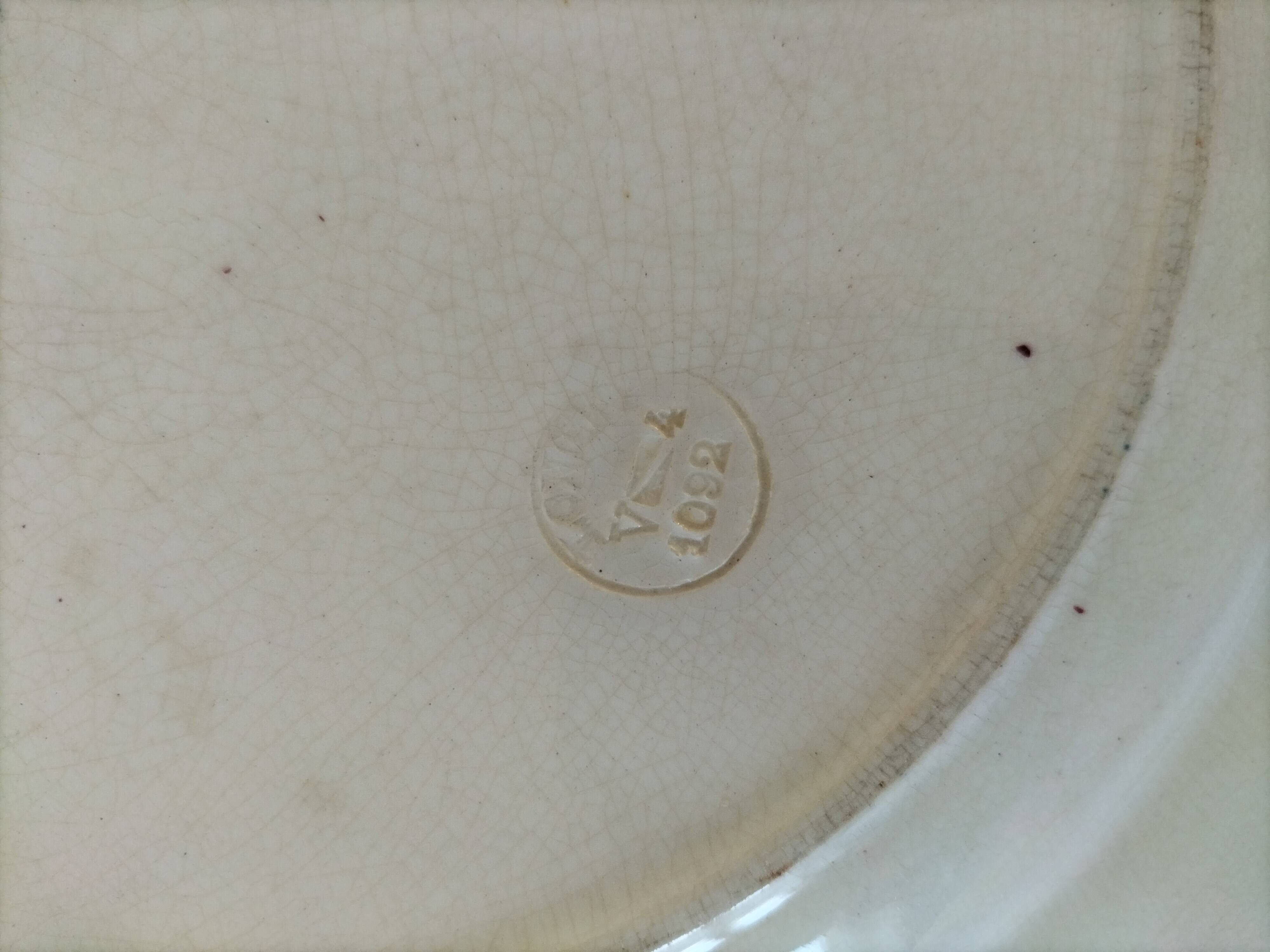 Large Longwy “Pompadour” blue-green plate – circa 1900