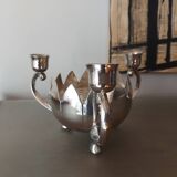 Bougeoir cente de table en métal argenté