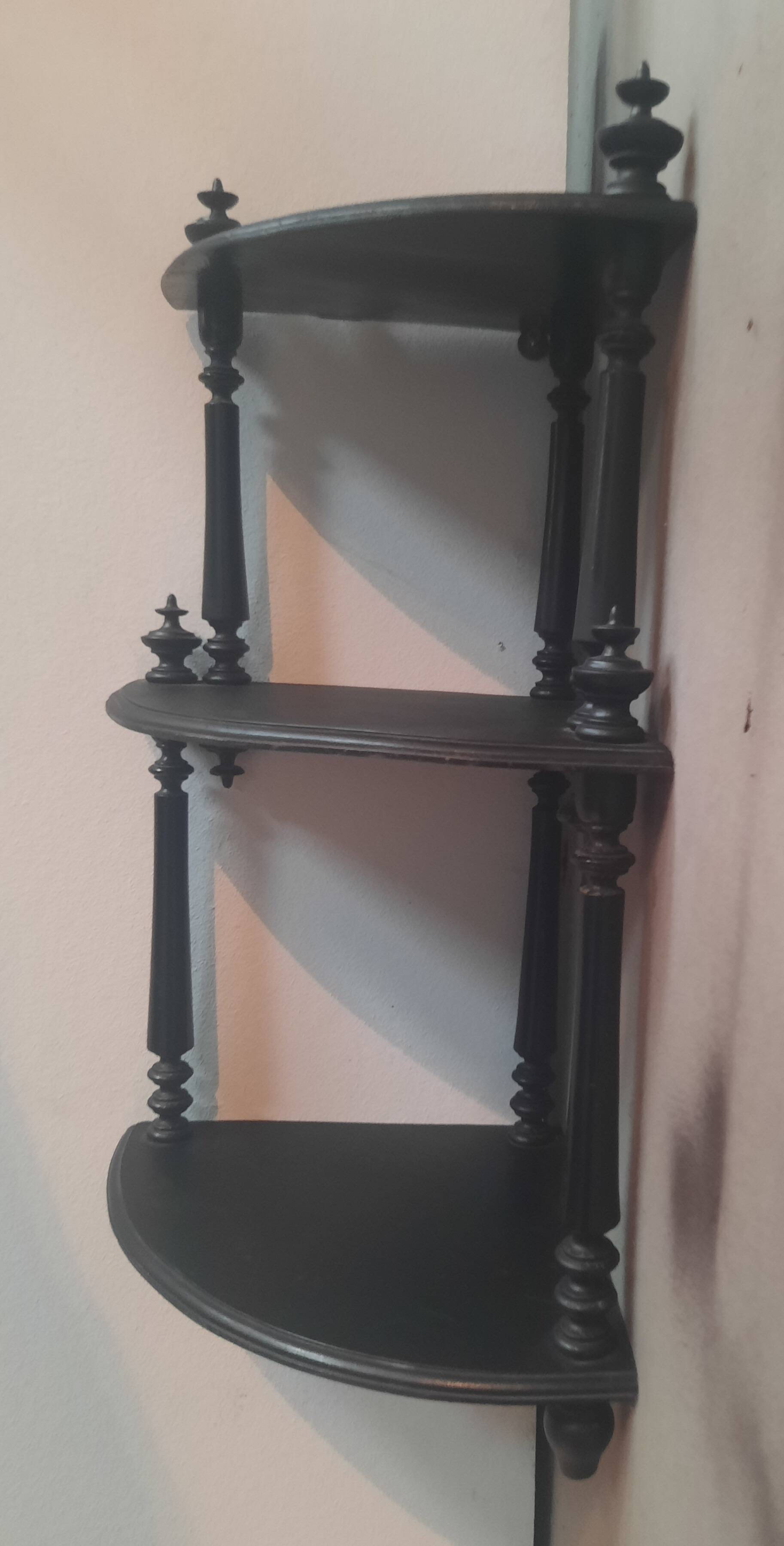 Napoleon III blackened walnut corner shelf
