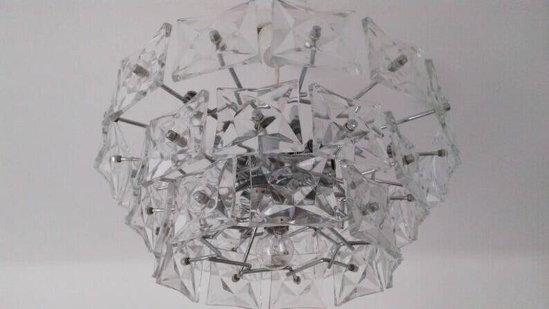 Big Design Glass Chandelier - Kinkeldey, 1970s
