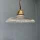 Glass holophane hangingor pendant lamp with brass gallery