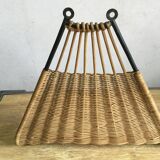 Wall shelves 50s metal and rattan