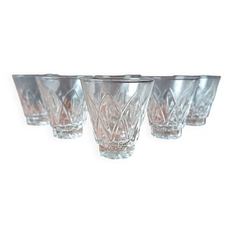 6 vintage VMC Reims France tempered glass liqueur glasses (8 cl capacity)