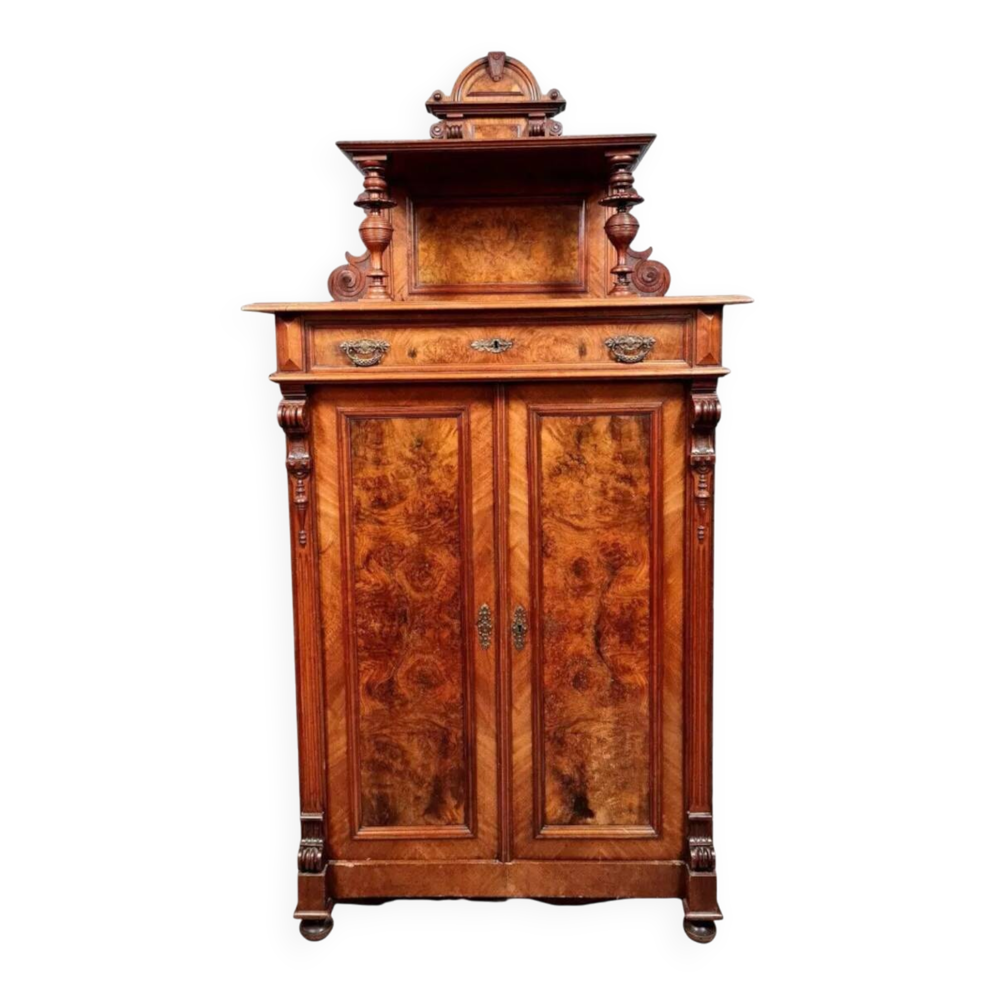 Cabinet époque Biedermeier En Noyer Et Ronce époque XIXeme