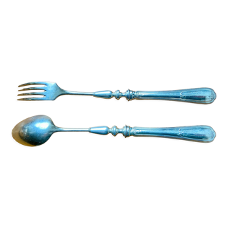 Old service cutlery silver metal
