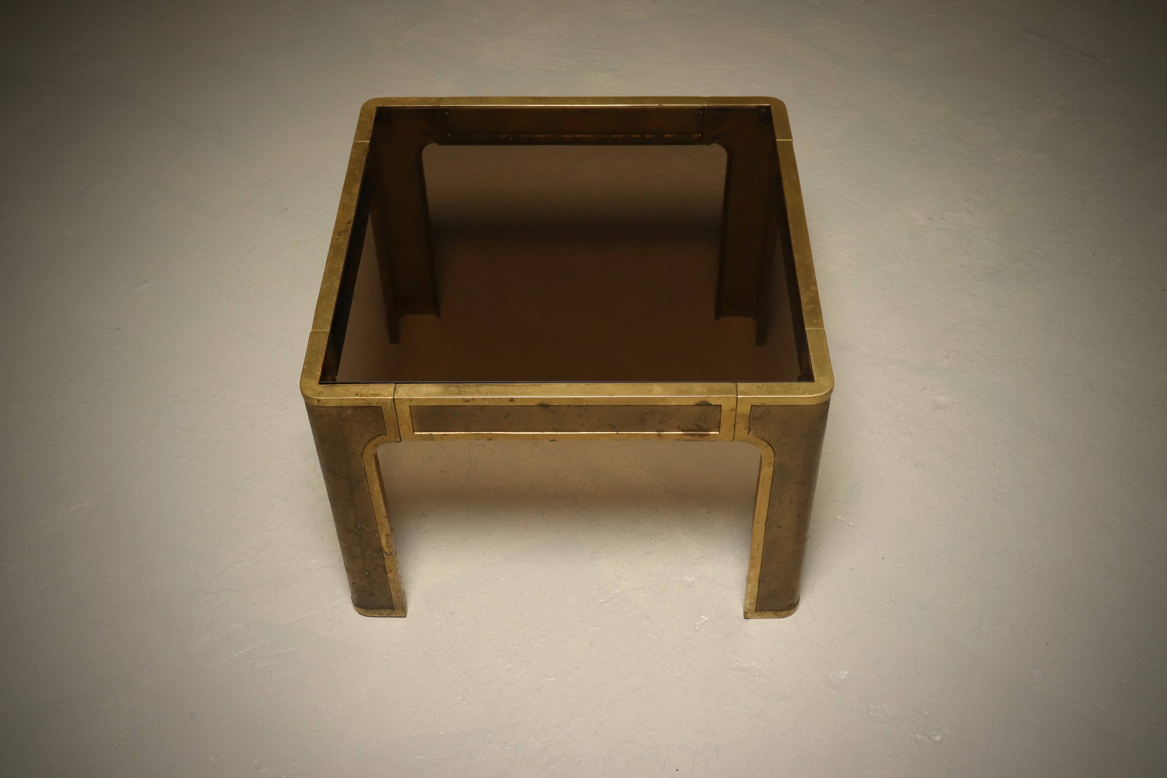 Brutalist Solid Cast Bronze Side Table by Peter Van Heeck Belgium 1970s