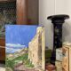 Watercolor Provencal landscape with fortified ramparts