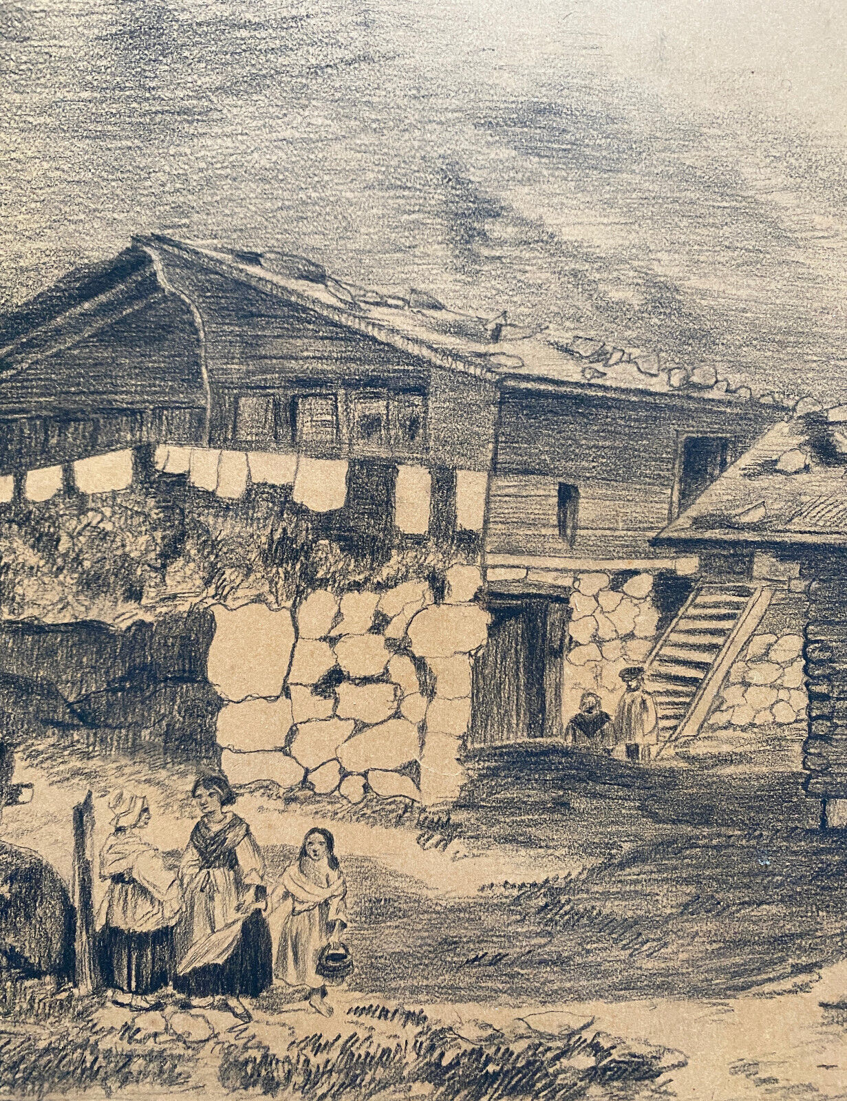 Pair of original drawings by Alice Gendreau dated 1908 "Alpine Landscapes"