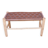 Cream rope woven wooden bench, bohemian and warm, natural material