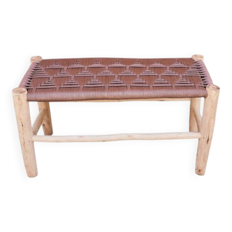 Banc en bois tressé en corde crème, bohème et chaleureux, matière naturelle