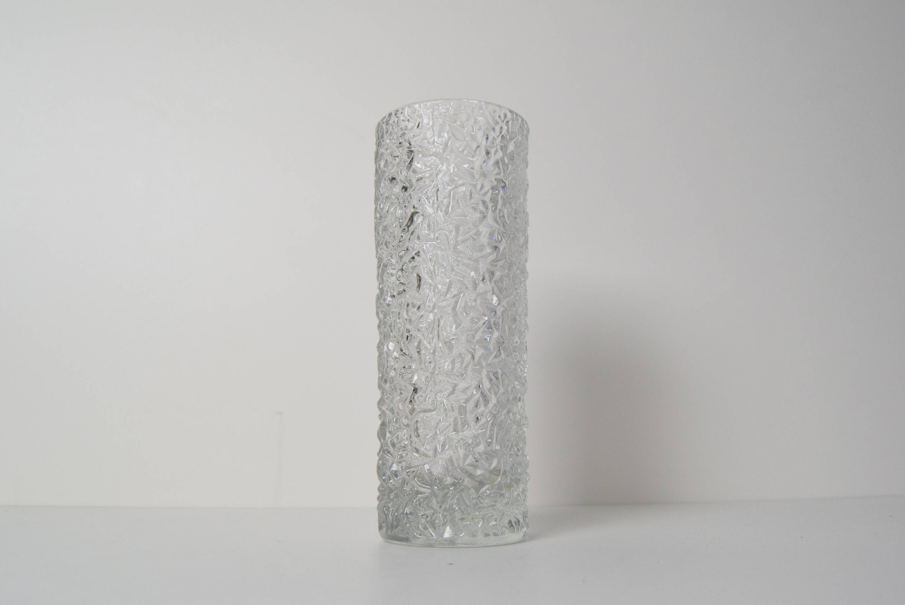Vintage Pressed Glass Vase by Václav Hanuš for Sklo Union Libochovice, 1970's.