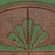 Large vintage headboard in woven rattan fan / Peacock 180cm