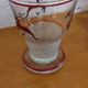Glasses and carafe decorated with red Christmas reindeer and white granita 60's