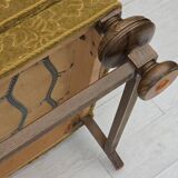 1960s, 3-seater Danish sofa, cotton/wool furniture fabric, solid oak wood.