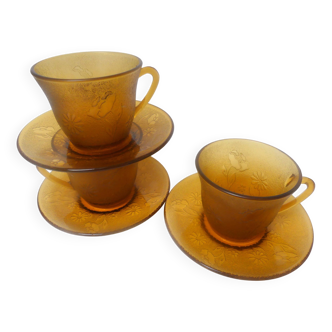 Amber glass teacups