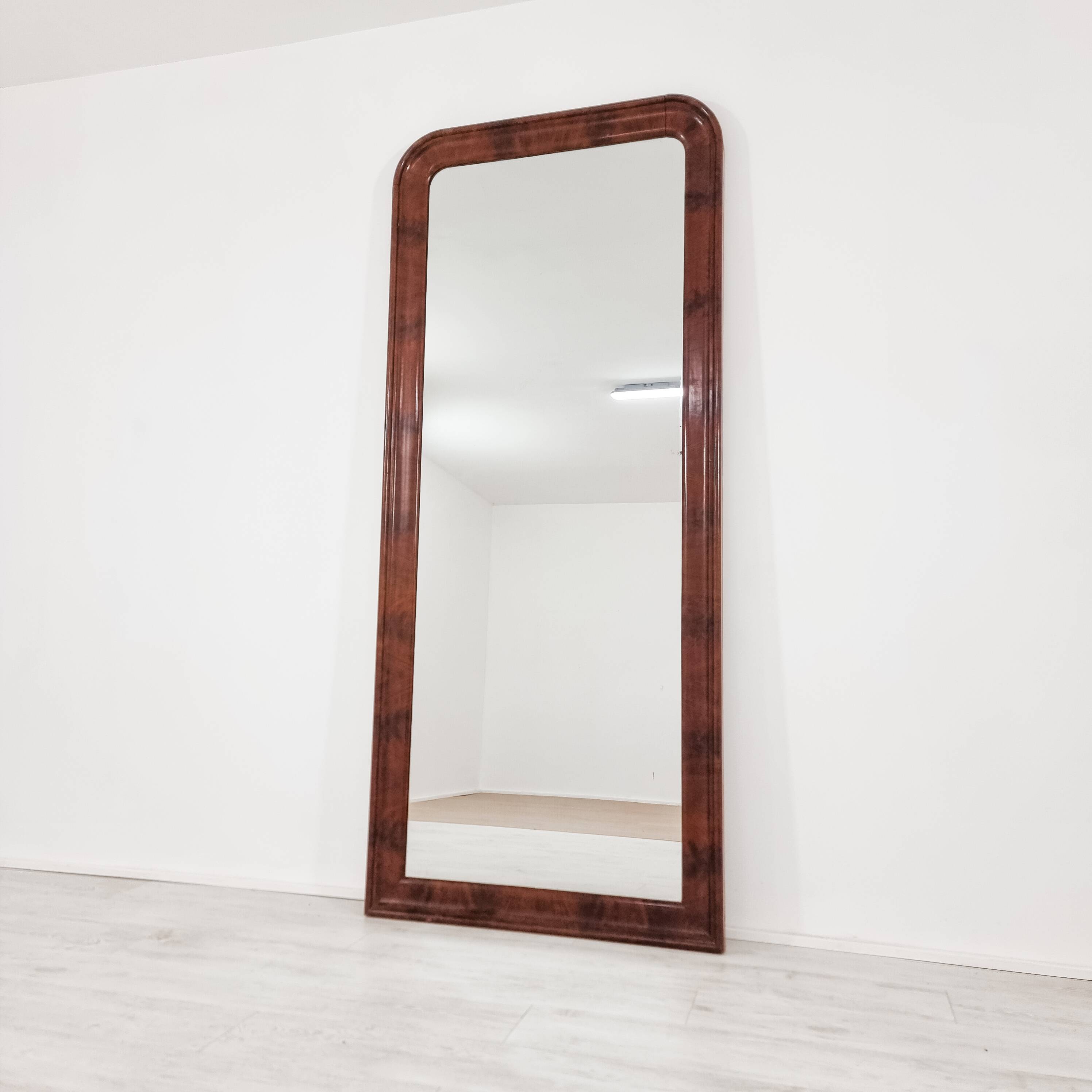 Large solid wood mirror, 2 metres high, from the 1940s
