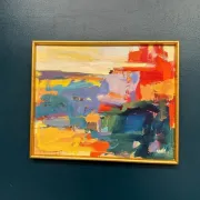 Original Oil on Canvas – “Abstract” by Ubaid Syed – Signed – Vintage & Framed – 53 × 43 cm (20.9" × 16.9")