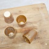 Series of 4 vintage stoneware glasses by the manufacture of Digoin, France