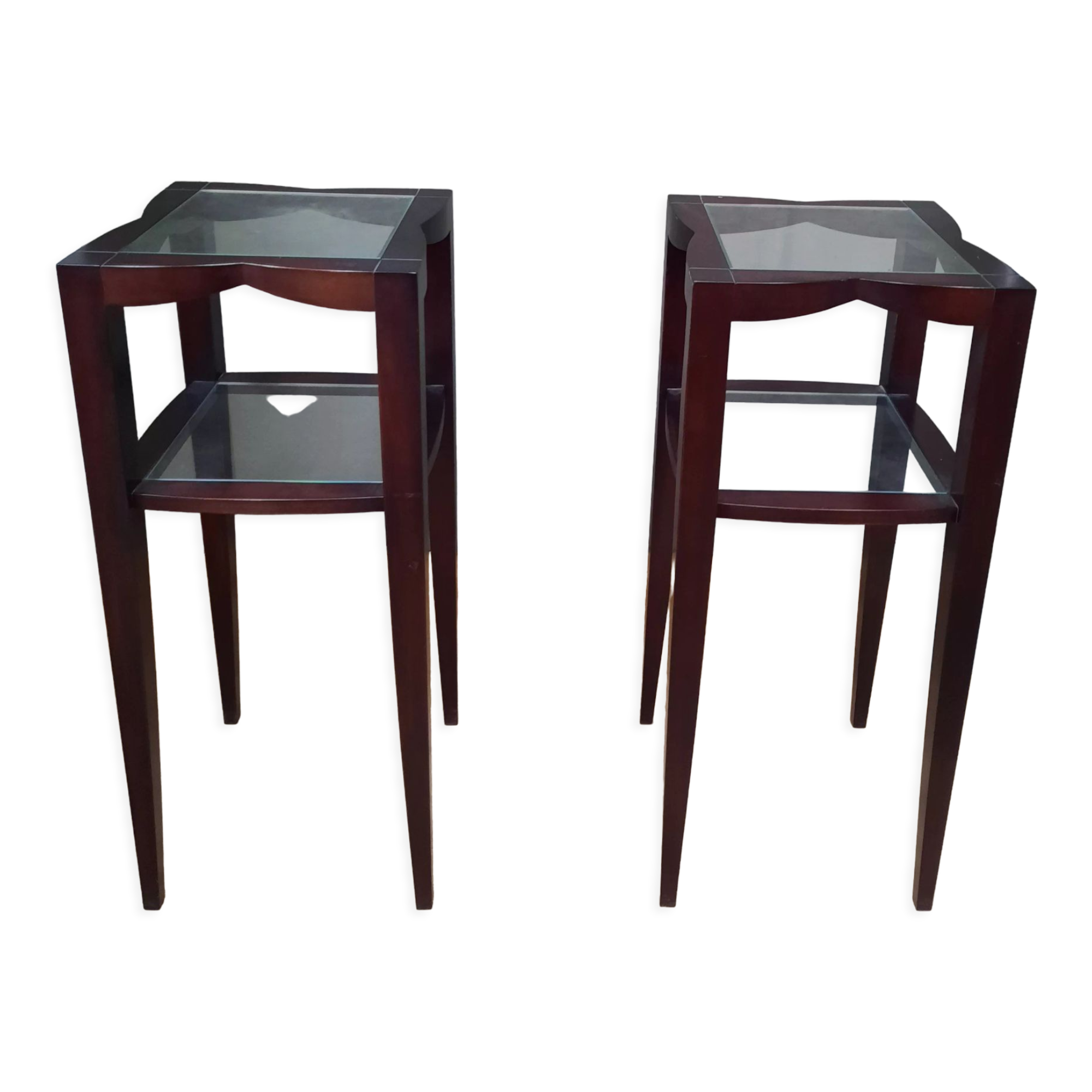 Pair of varnished wood selettes