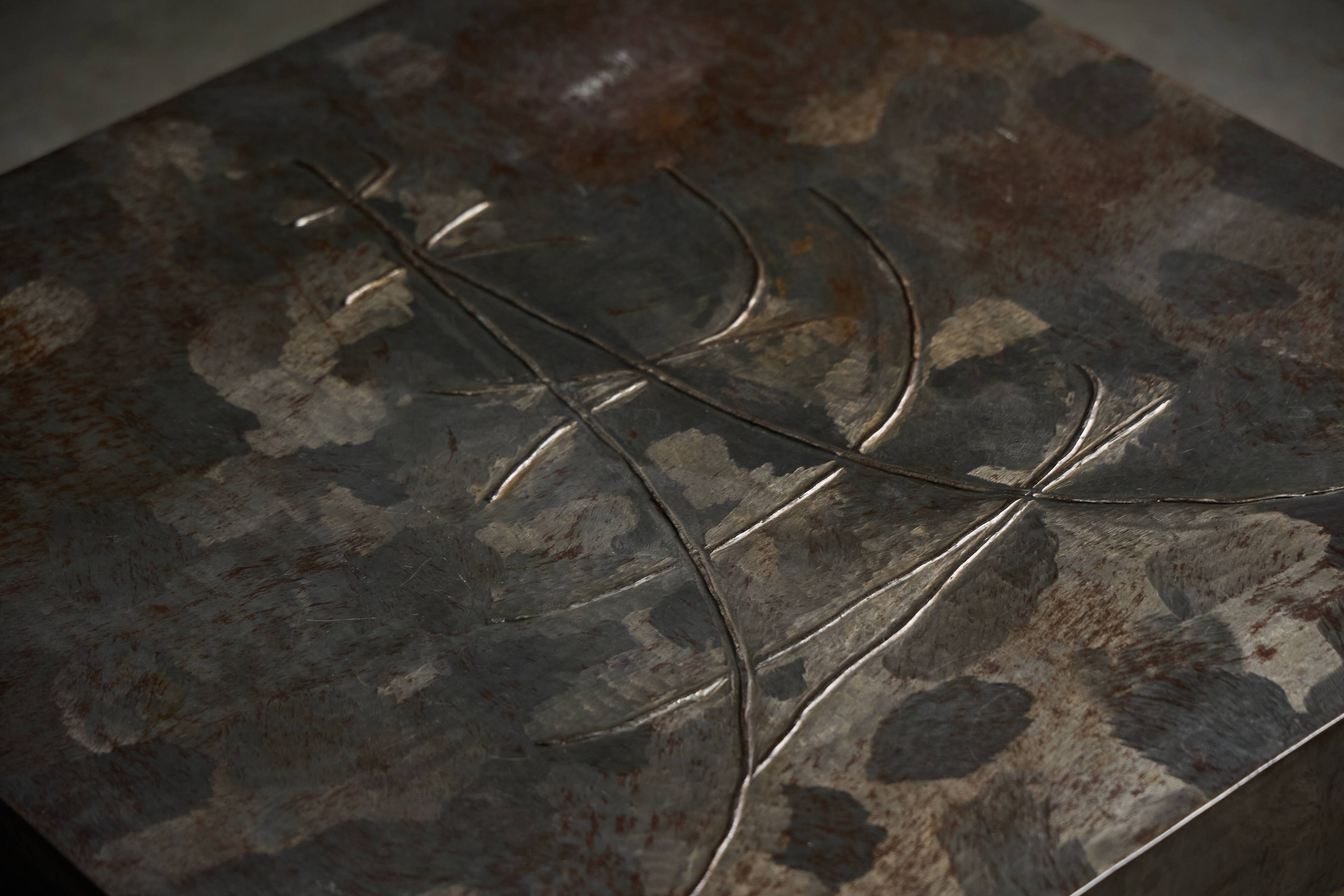 Brutalist Steel Coffee Table, France, 1970s