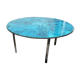Blue enamelled lava stone coffee table