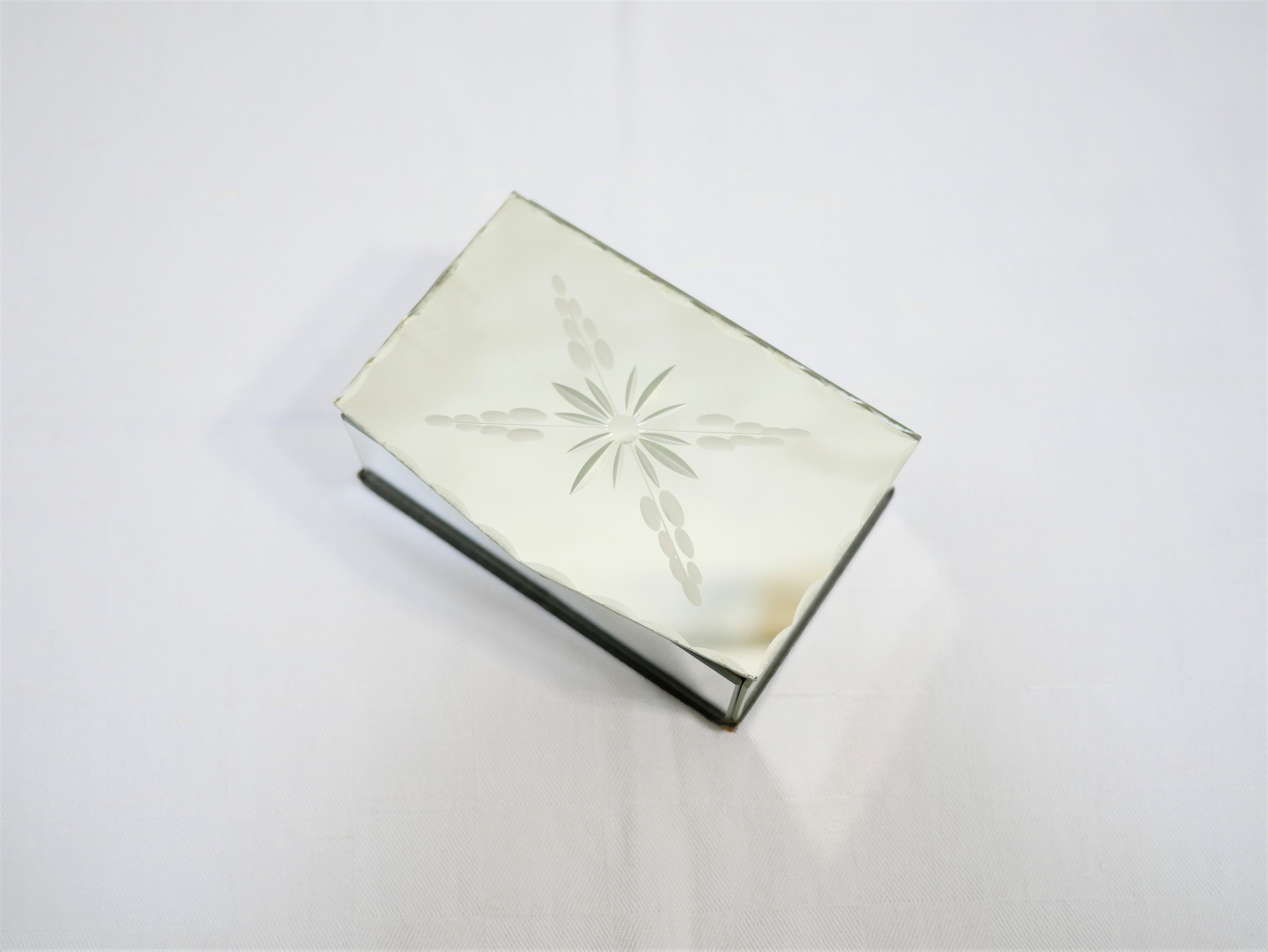 Art Deco jewelry box in beveled glass