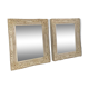 Set of two pretty mirrors in white, beige, and gold tones. Bohemian