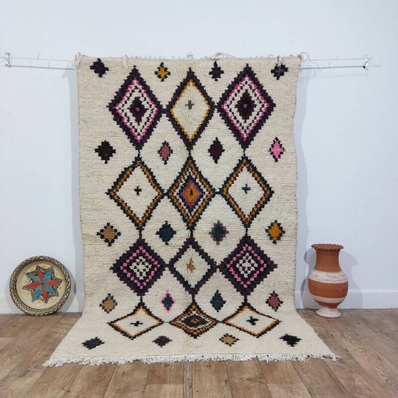 Handmade wool Berber rug 240x148 cm
