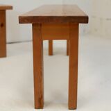 Pair of brutalist benches. Wood. France. Circa 1960.