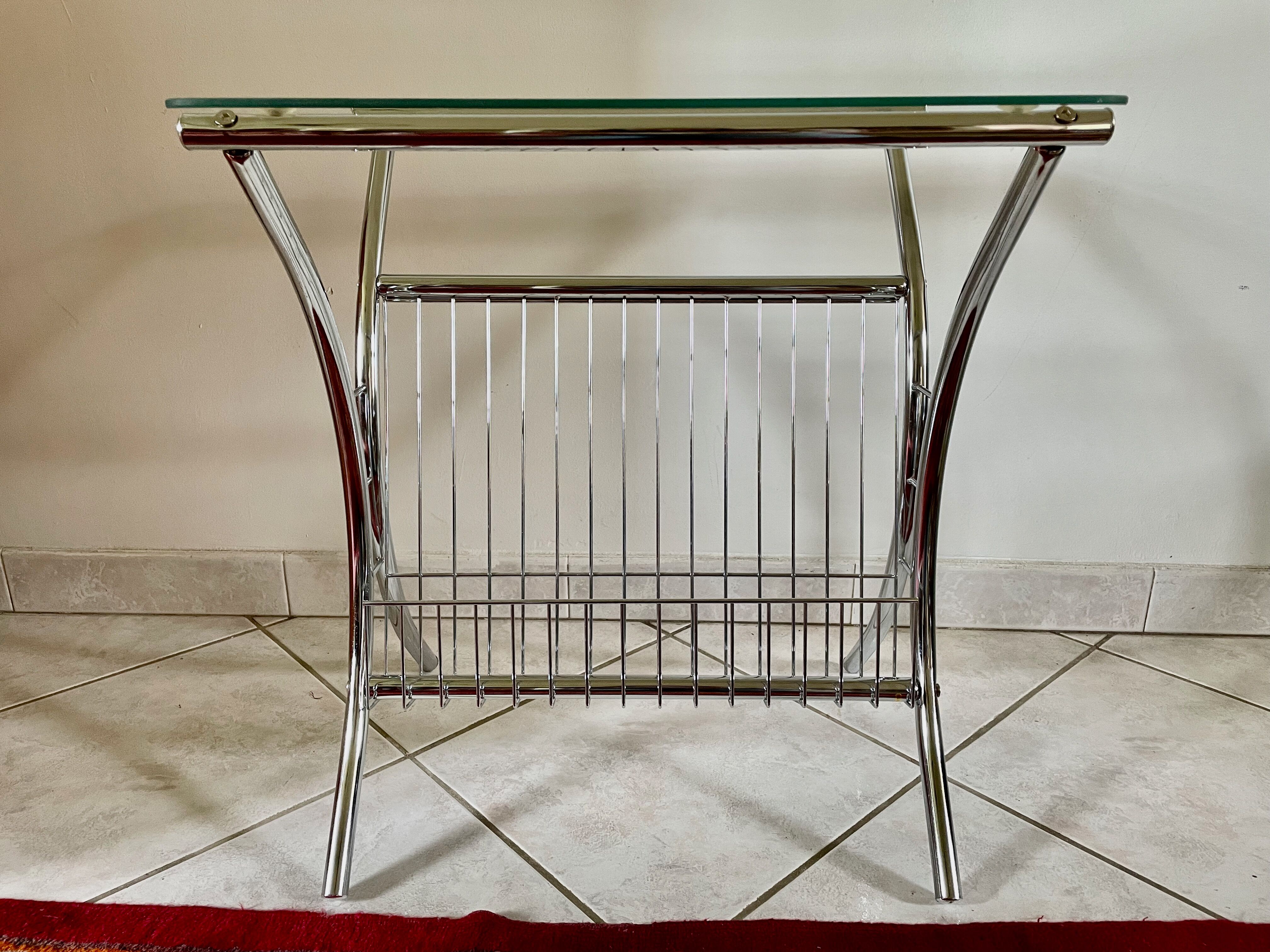 End of sofa magazine holder chrome 1970