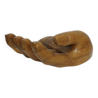 Objet en bois sculpté à la main, années 80