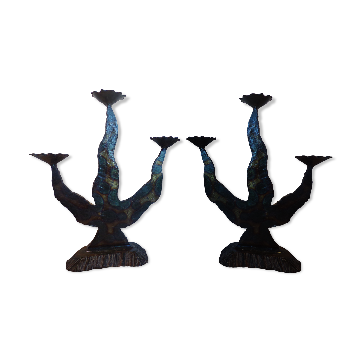 Pair of brutalist candlesticks