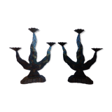 Pair of brutalist candlesticks