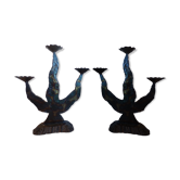 Pair of brutalist candlesticks