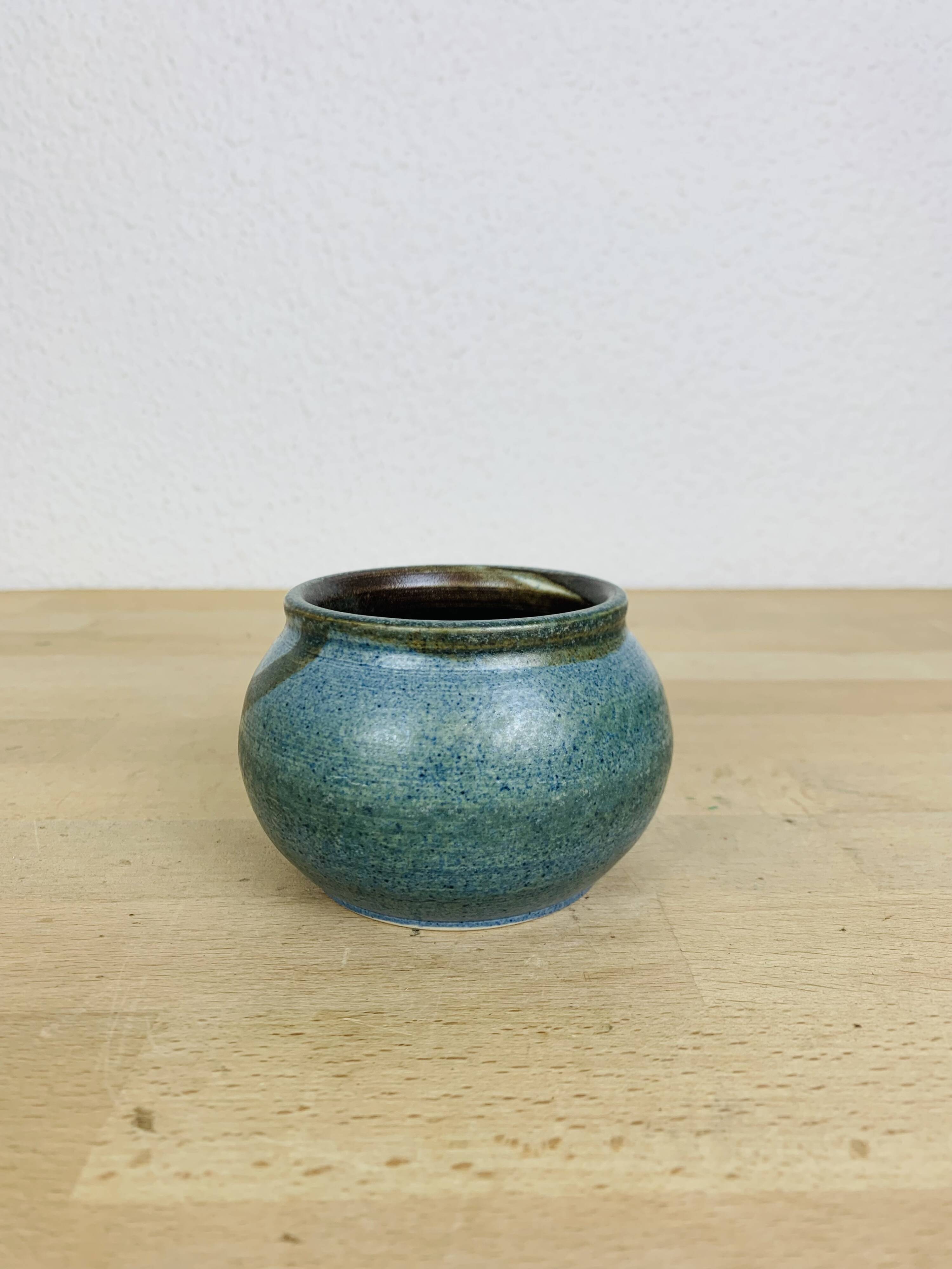 Blue stoneware ball vase