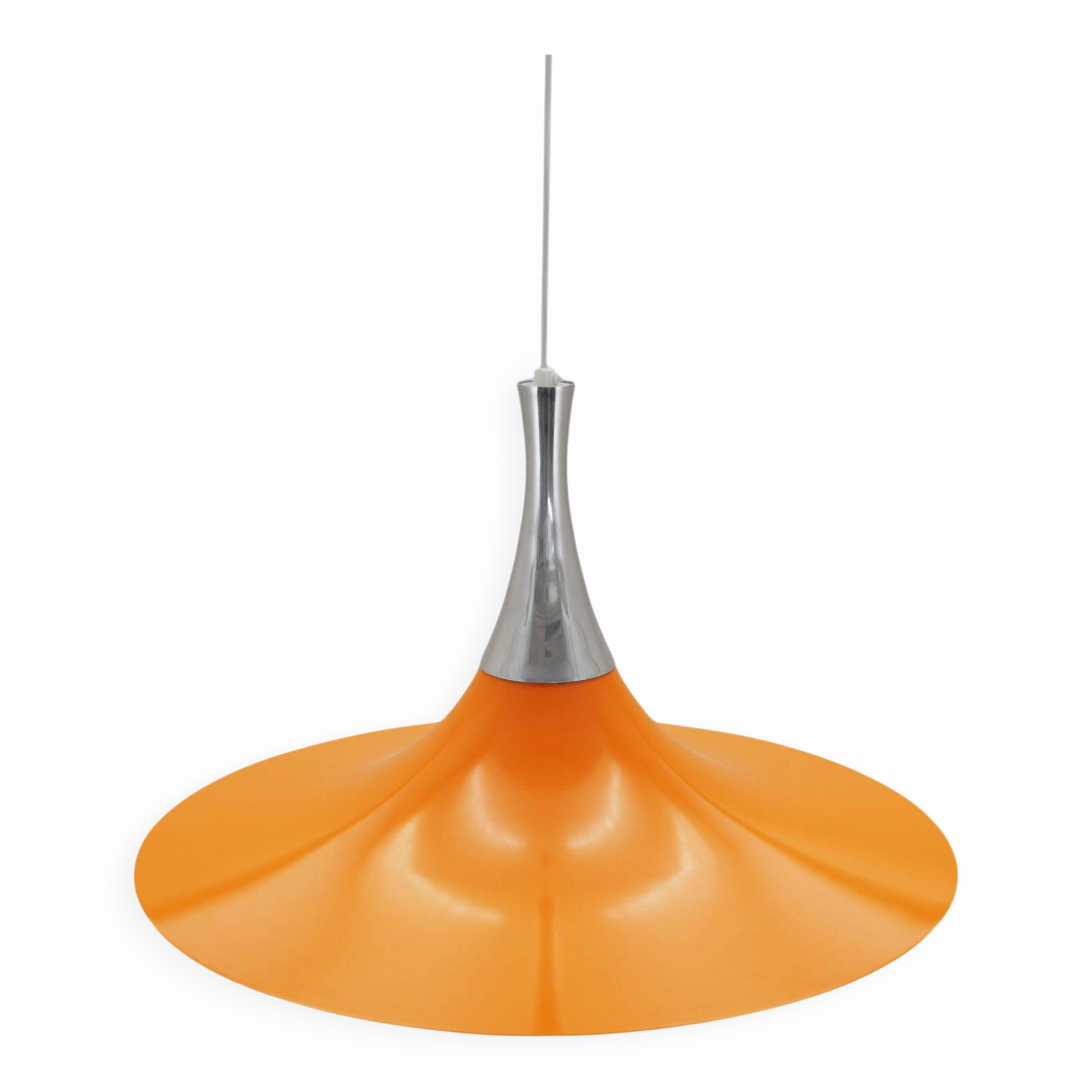 Danish pendant lamp 1960s with orange metal shade