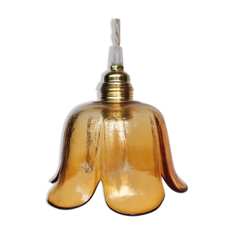 Lampe baladeuse vintage globe fleur verre ambré