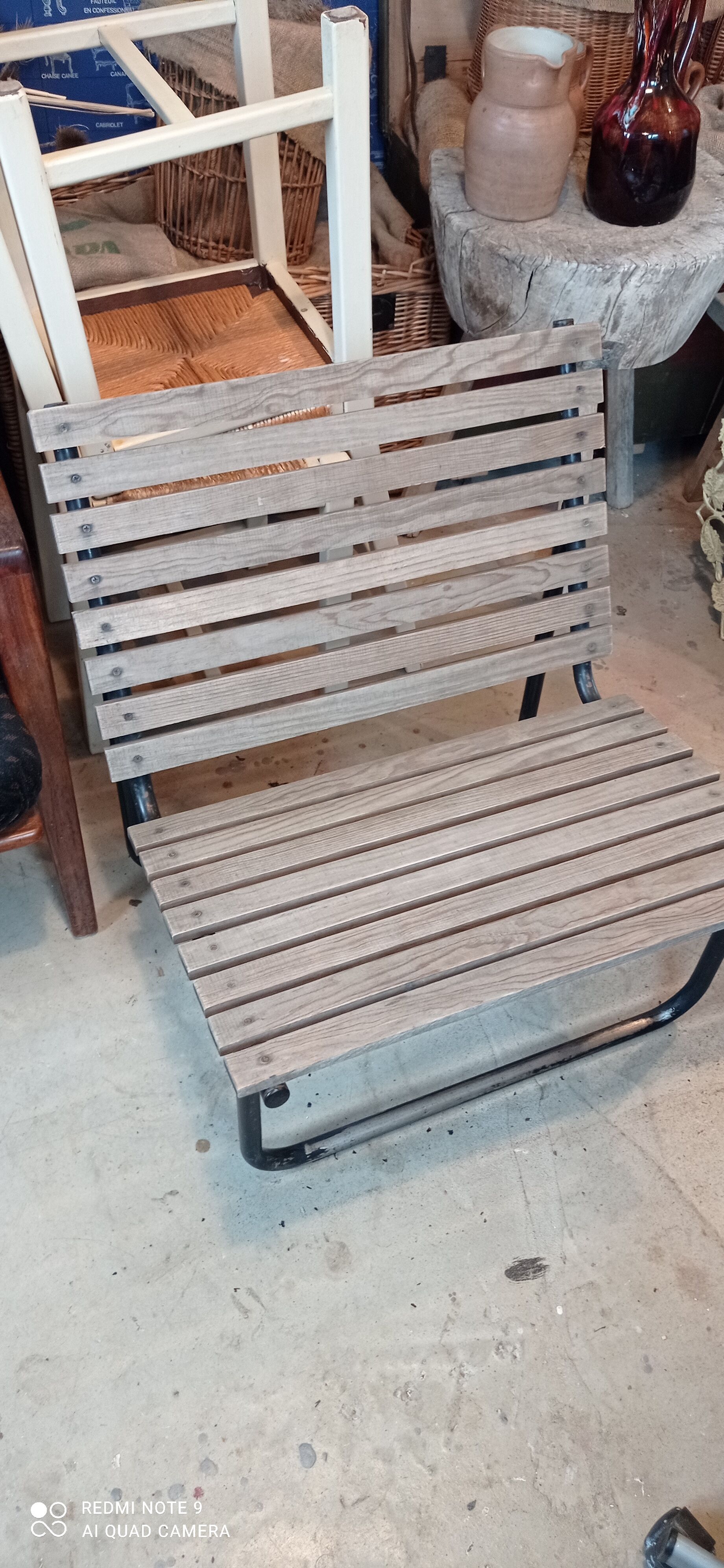 Metal and wood bench