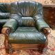 Salon canapé et deux fauteuils anglais "Oxford" en cuir et bois de chêne