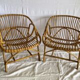 Pair of rattan basket chairs