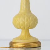 Lampe de table en céramique jaune espagnole, années 1960, abat-jour Liberty London rétro neuf