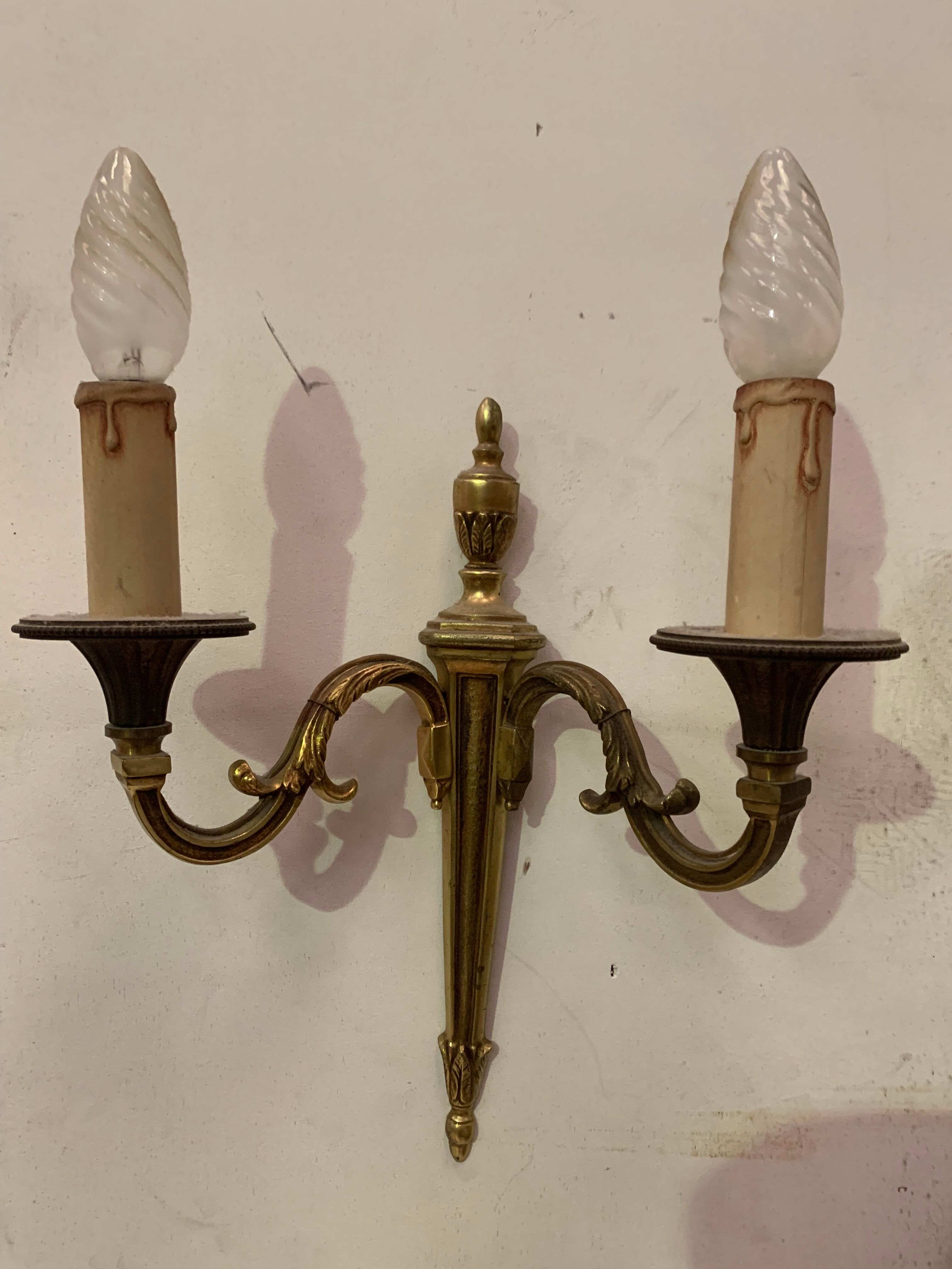 Pair of Louis XV style sconces in gilded bronze XX century