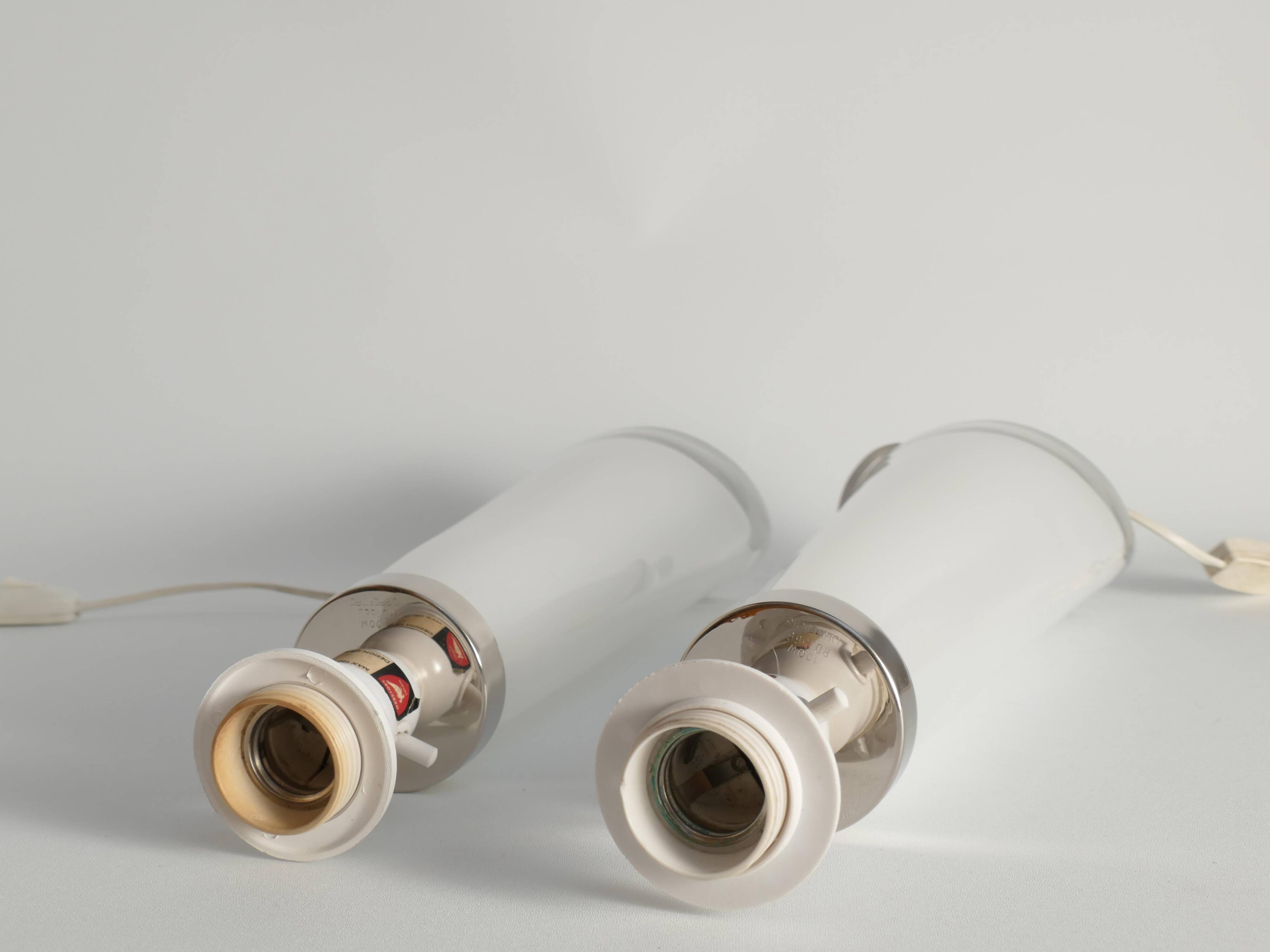 Large White Crystal Glass Table Lamps, Carl Fagerlund, Orrefors, 1960, Set of 2