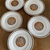 5 assiettes plates anciennes en faïence Sarreguemines